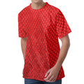 Red Python Snakeskin Print Men's Velvet T-Shirt