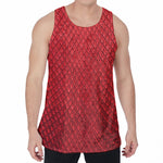 Red Python Snakeskin Print Men's Velvet Tank Top