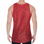 Red Python Snakeskin Print Men's Velvet Tank Top