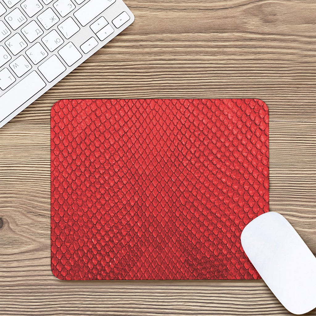 Red Python Snakeskin Print Mouse Pad