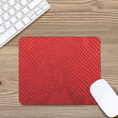 Red Python Snakeskin Print Mouse Pad