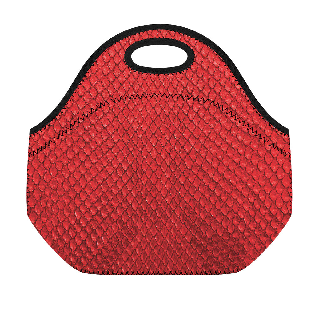 Red Python Snakeskin Print Neoprene Lunch Bag
