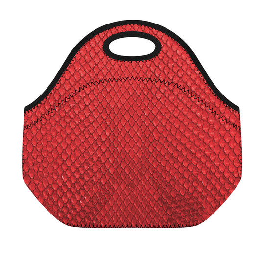 Red Python Snakeskin Print Neoprene Lunch Bag