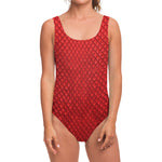 Red Python Snakeskin Print One Piece Swimsuit