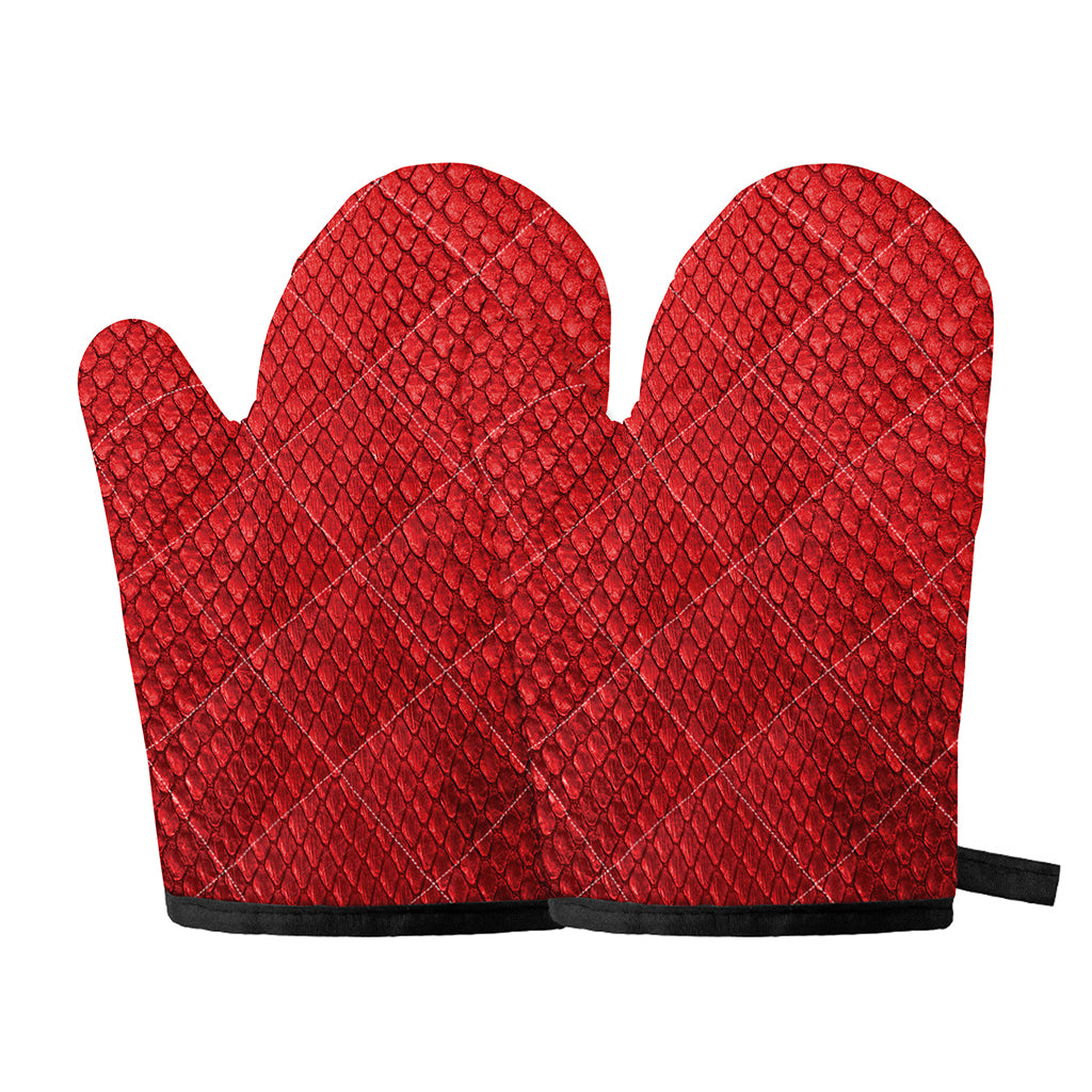 Red Python Snakeskin Print Oven Mitts