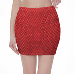 Red Python Snakeskin Print Pencil Mini Skirt
