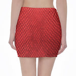 Red Python Snakeskin Print Pencil Mini Skirt