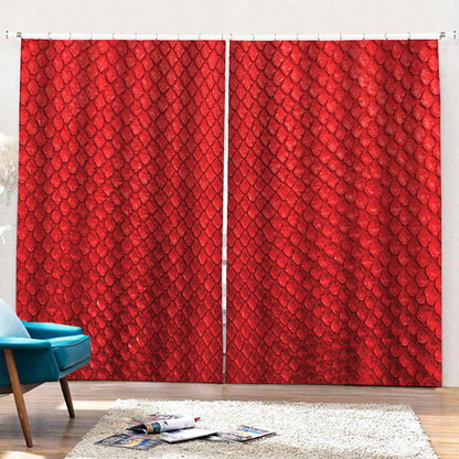 Red Python Snakeskin Print Pencil Pleat Curtains
