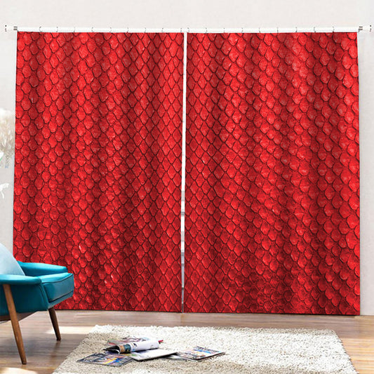 Red Python Snakeskin Print Pencil Pleat Curtains
