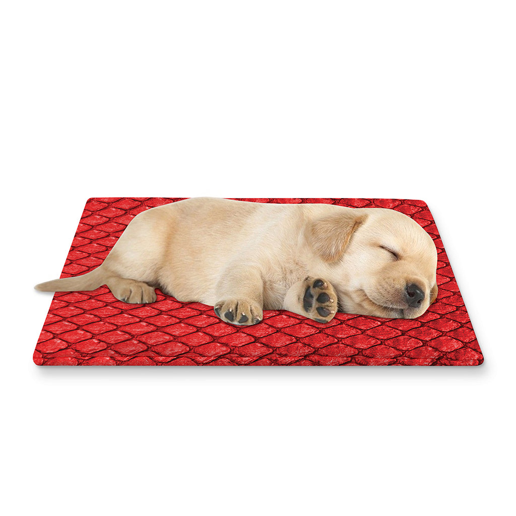 Red Python Snakeskin Print Pet Cooling Mat Cover
