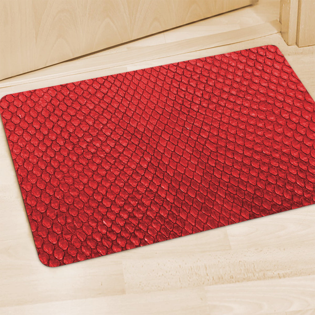 Red Python Snakeskin Print Polyester Doormat