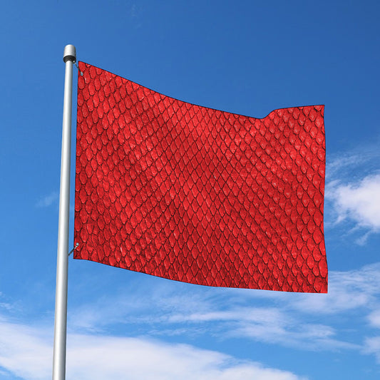 Red Python Snakeskin Print Polyester Flag