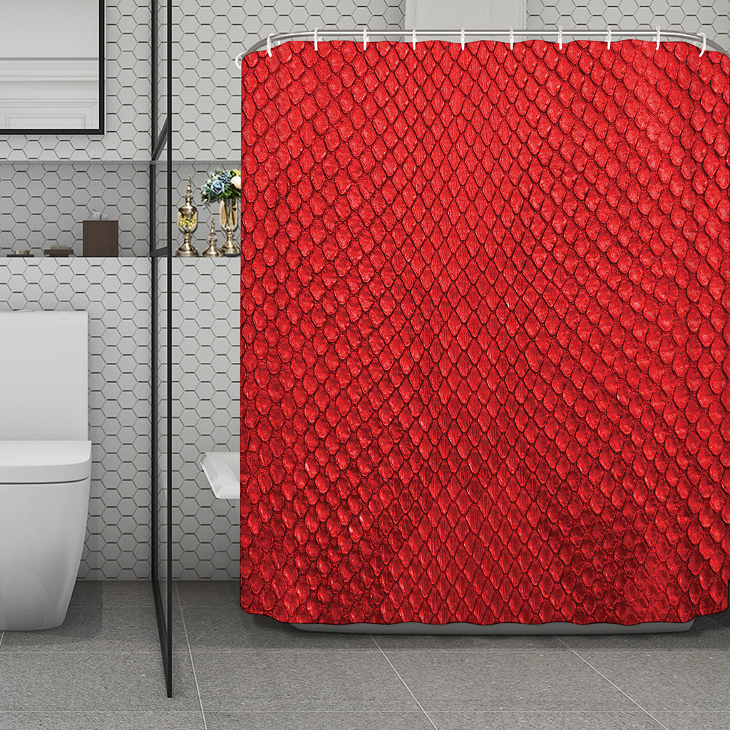Red Python Snakeskin Print Polyester Shower Curtain