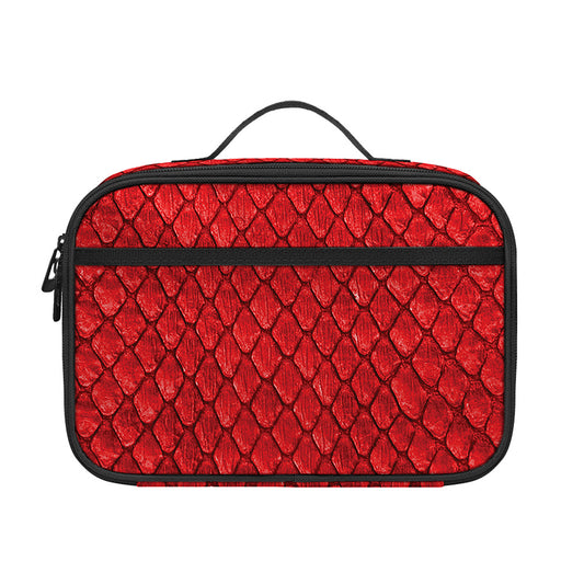 Red Python Snakeskin Print Portable Lunch Bag
