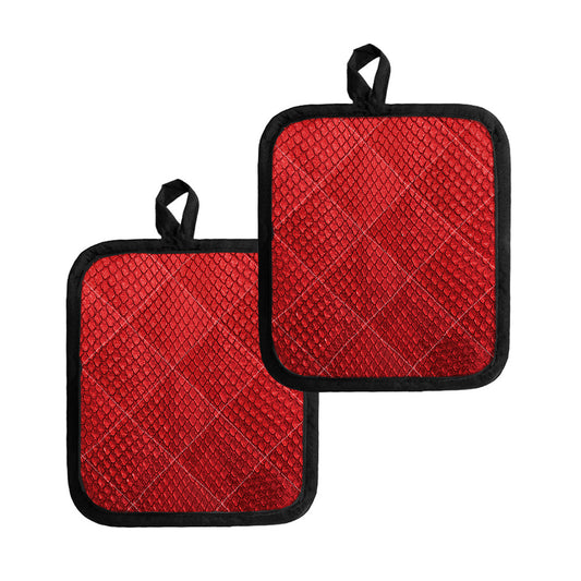 Red Python Snakeskin Print Pot Holders
