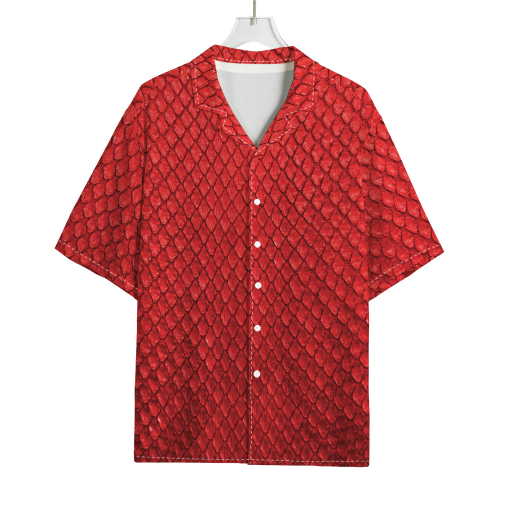 Red Python Snakeskin Print Rayon Hawaiian Shirt