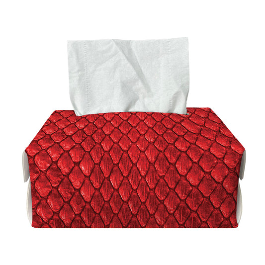 Red Python Snakeskin Print Rectangle Tissue Box Cover