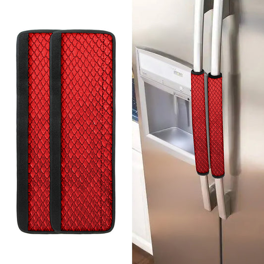 Red Python Snakeskin Print Refrigerator Handle Covers