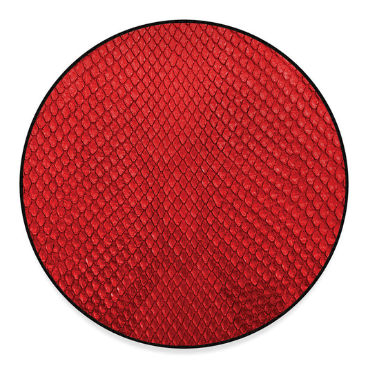 Red Python Snakeskin Print Round Floor Mat