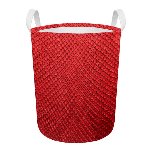 Red Python Snakeskin Print Round Laundry Basket