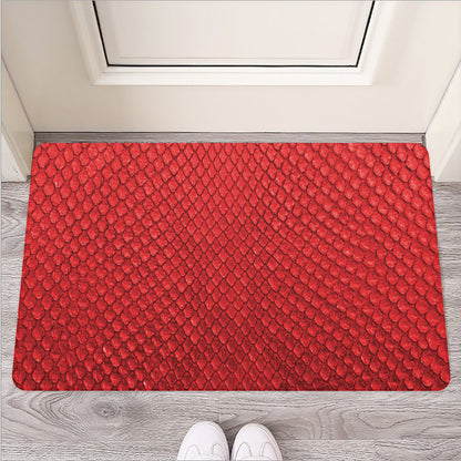 Red Python Snakeskin Print Rubber Doormat