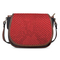 Red Python Snakeskin Print Saddle Bag