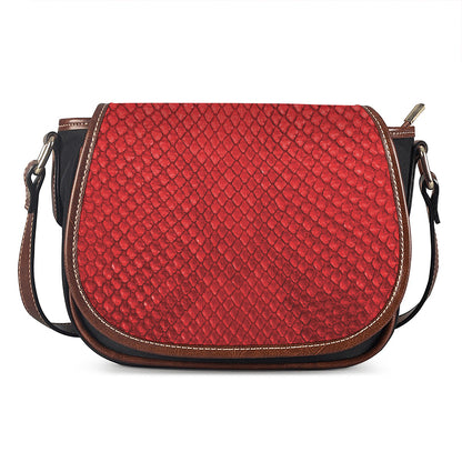 Red Python Snakeskin Print Saddle Bag
