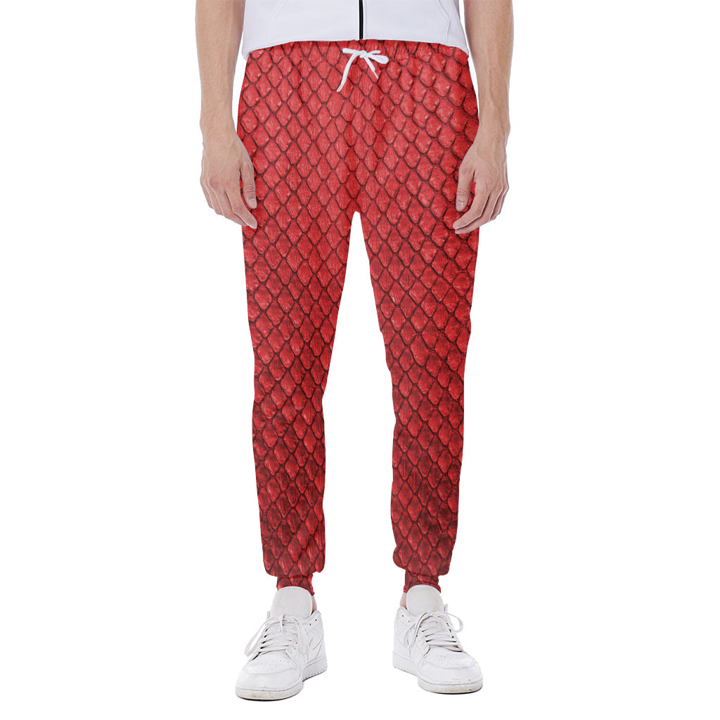 Red Python Snakeskin Print Scuba Joggers