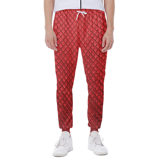 Red Python Snakeskin Print Scuba Joggers