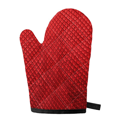 Red Python Snakeskin Print Single Oven Mitt