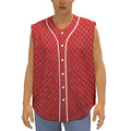 Red Python Snakeskin Print Sleeveless Baseball Jersey