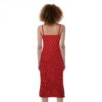 Red Python Snakeskin Print Slim Fit Midi Cami Dress