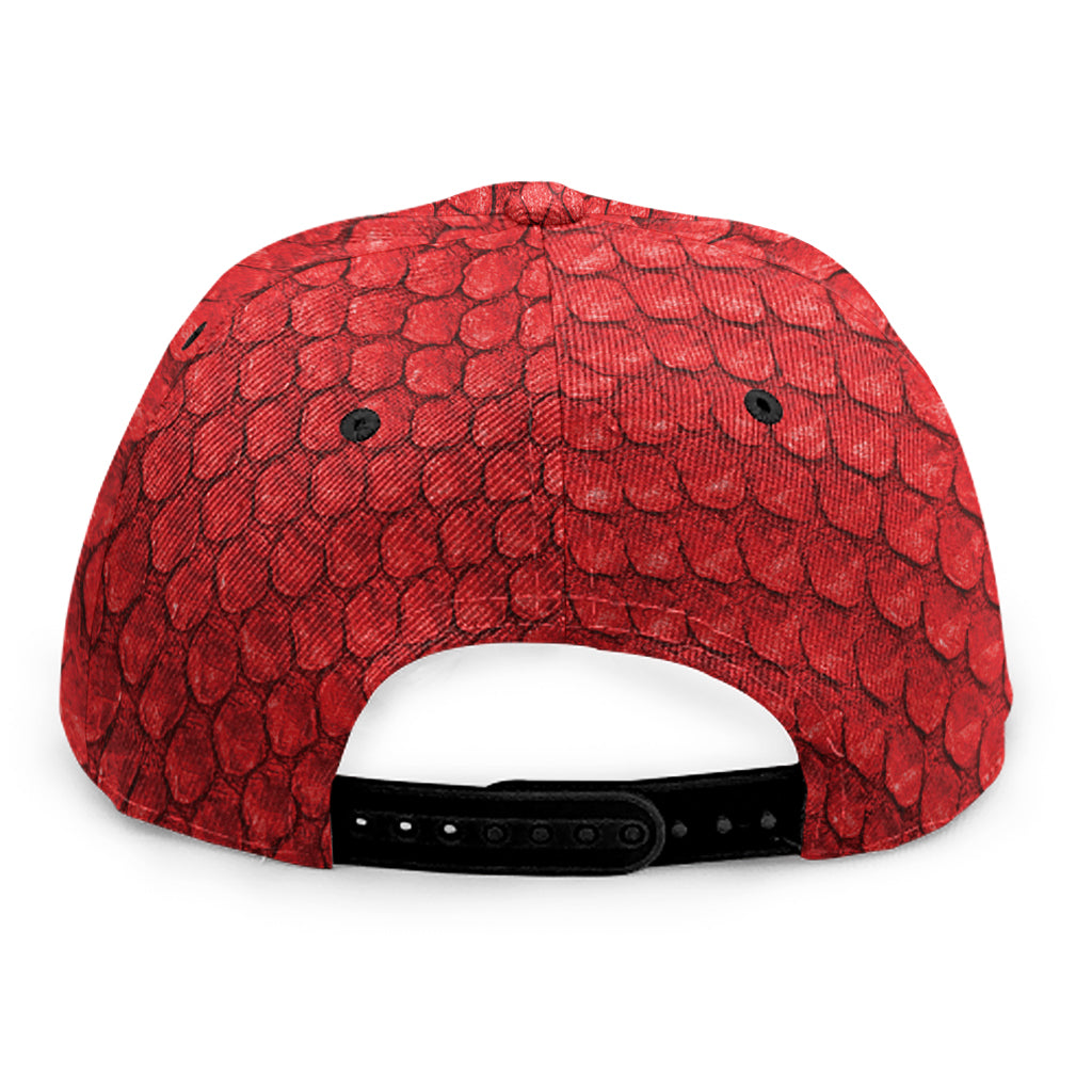 Red Python Snakeskin Print Snapback Cap