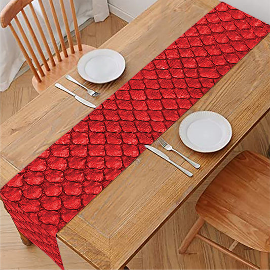 Red Python Snakeskin Print Table Runner