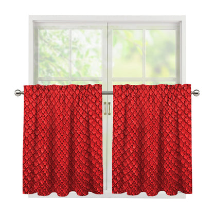 Red Python Snakeskin Print Tier Curtains