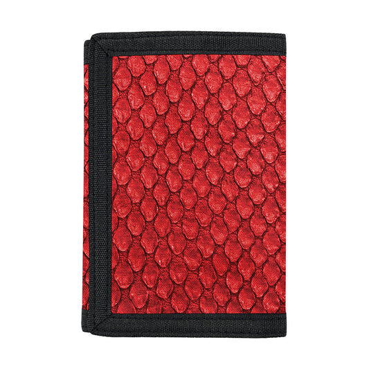 Red Python Snakeskin Print Trifold Wallet