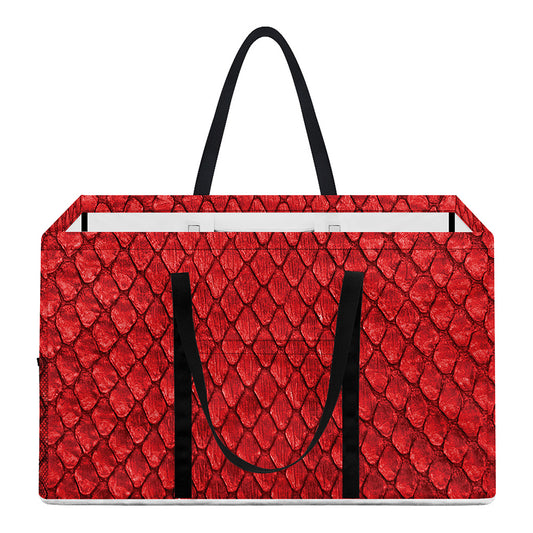Red Python Snakeskin Print Utility Tote Bag