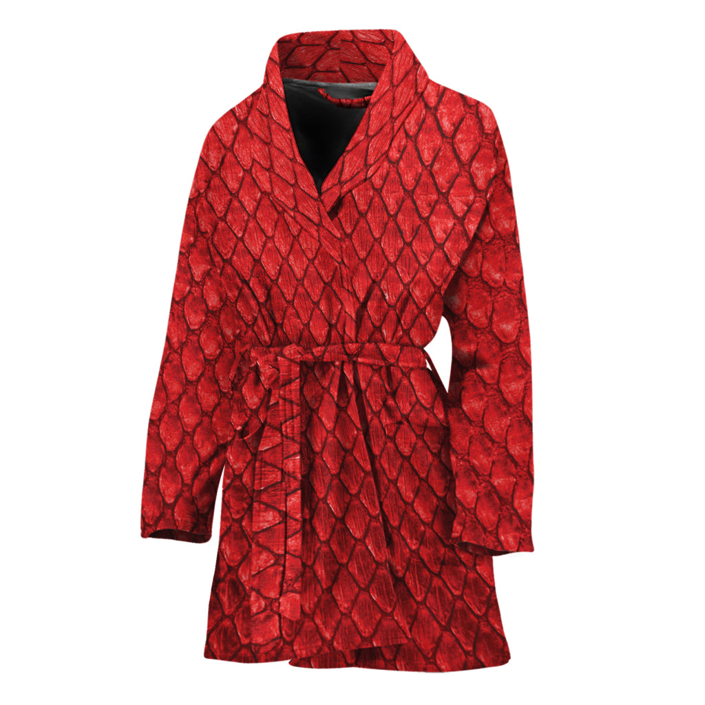 Red Python Snakeskin Print Women's Bathrobe
