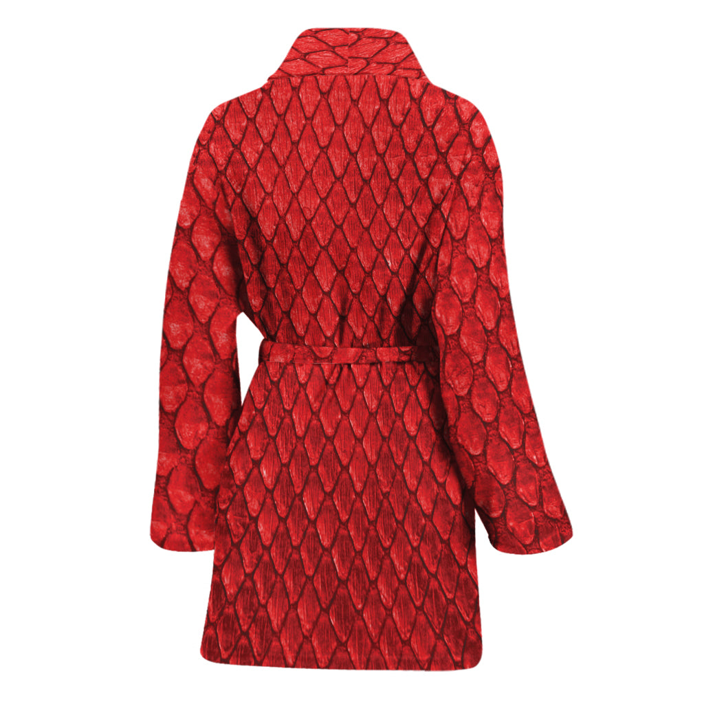 Red Python Snakeskin Print Women's Bathrobe