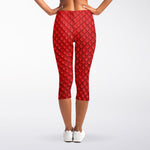Red Python Snakeskin Print Women's Capri Leggings