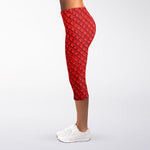 Red Python Snakeskin Print Women's Capri Leggings