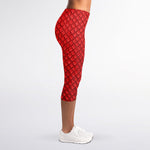 Red Python Snakeskin Print Women's Capri Leggings