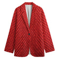 Red Python Snakeskin Print Women's Cotton Blazer