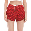 Red Python Snakeskin Print Women's Split Running Shorts