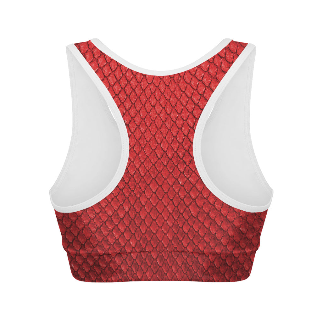 Red Python Snakeskin Print Women's Sports Bra