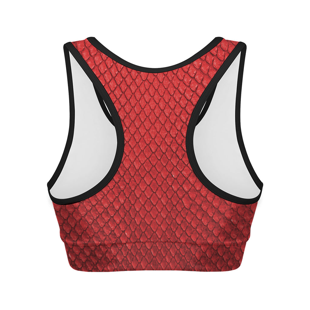 Red Python Snakeskin Print Women's Sports Bra