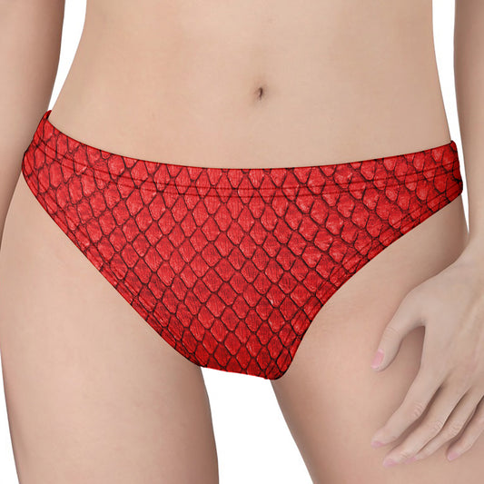 Red Python Snakeskin Print Women's Thong