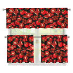 Red Ripe Tomatoes Pattern Print 3 Piece Kitchen Curtains
