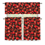 Red Ripe Tomatoes Pattern Print 3 Piece Kitchen Curtains