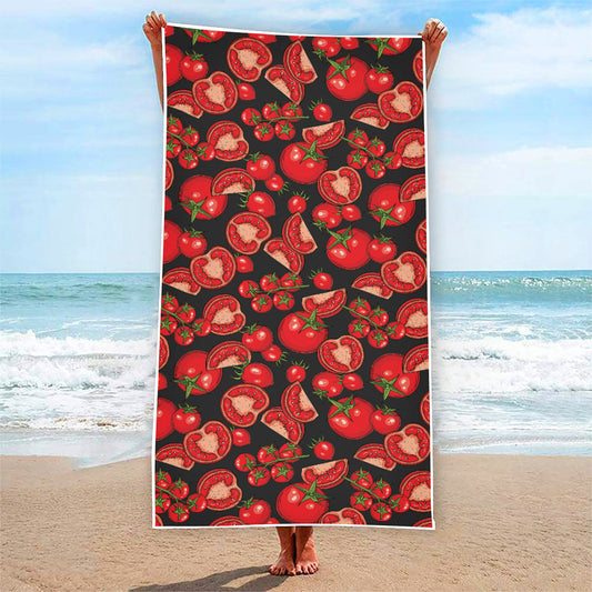 Red Ripe Tomatoes Pattern Print Beach Towel